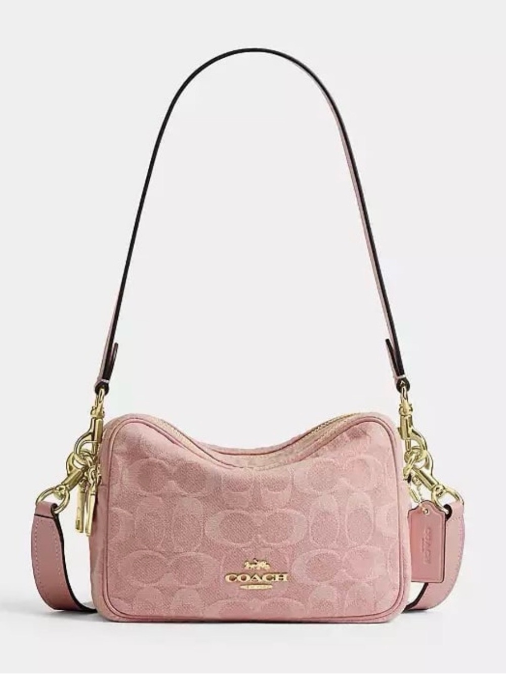 Coach Mini Carey Crossbody Bag in Signature Denim Gold/Light Pink NWT